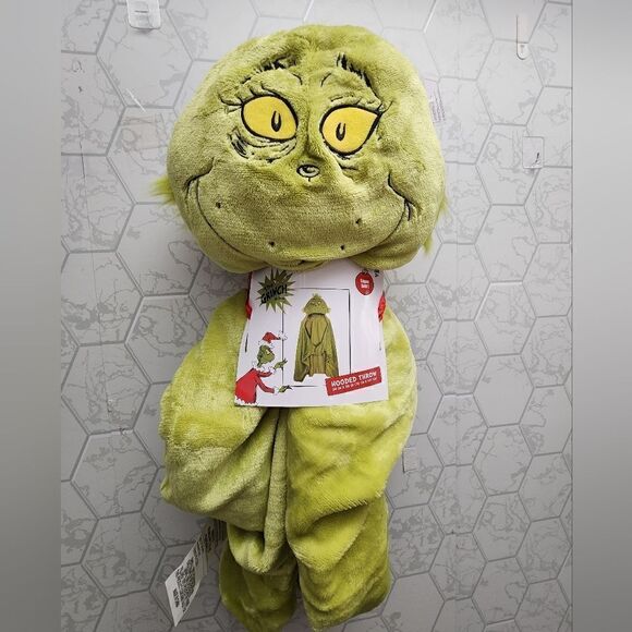 NEW The Grinch Hooded  Throw Blanket 30" x 50" Hand Pockets Soft Plush Dr. Seuss - Picture 2 of 7